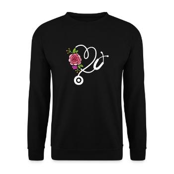 Stethoscope Doctor Nurse - Unisex Sweatshirt - black - Front - Alina (178cm) & Michal (187cm)