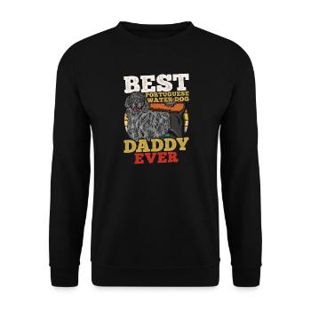 Portugiesischer Wasserhund Papa Vatertag Retro - Unisex Pullover - Schwarz - Vorne - Alina (178cm) & Michal (187cm)