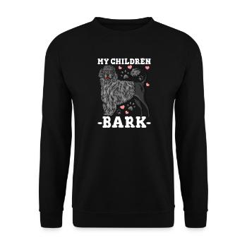 Portugiesischer Wasserhund Mama Papa - Unisex Pullover - Schwarz - Vorne - Alina (178cm) & Michal (187cm)