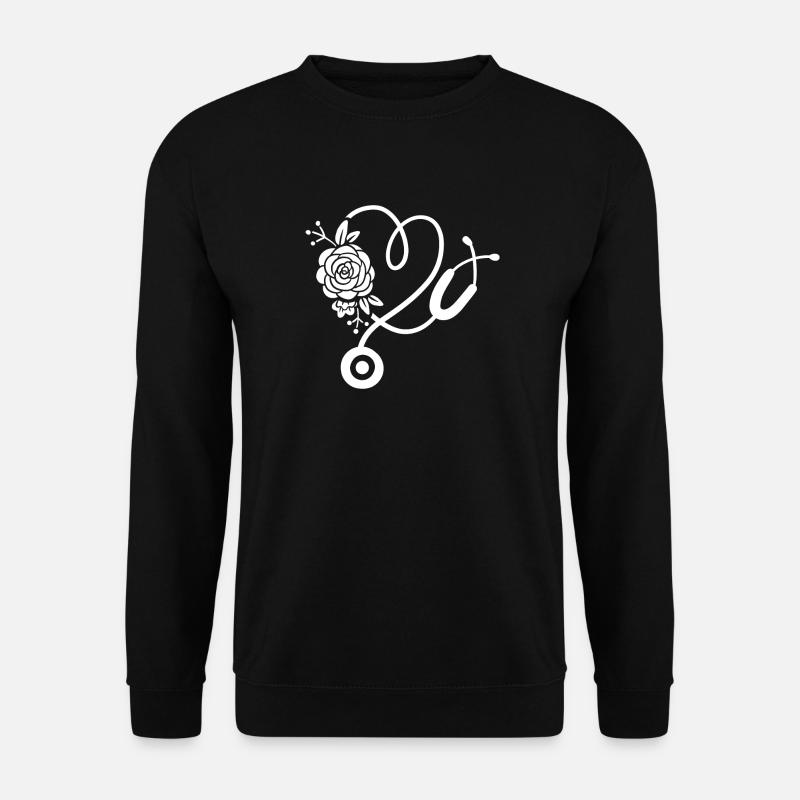 Stethoskop Blume Herz Doktor Krankenschwester - Unisex Pullover - Schwarz