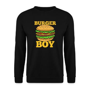 Burger Boy – Lustiges Fast Food Design - Unisex Pullover - Schwarz - Vorne - Alina (178cm) & Michal (187cm)