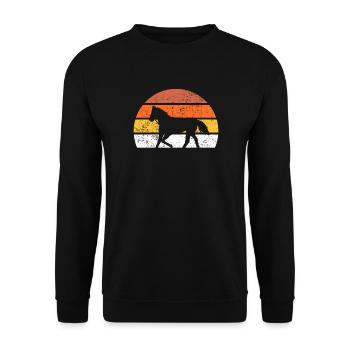 Pferd Retro - Unisex Pullover - Schwarz - Vorne - Alina (178cm) & Michal (187cm)