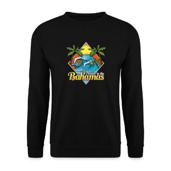 Bahamas 70's 80's Holiday Retro Surfer Style - Unisex Sweatshirt - black - Front - Alina (178cm) & Michal (187cm)