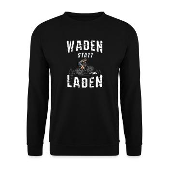 Waden statt Laden - Mountainbike weiß - Unisex Pullover - Schwarz - Vorne - Alina (178cm) & Michal (187cm)