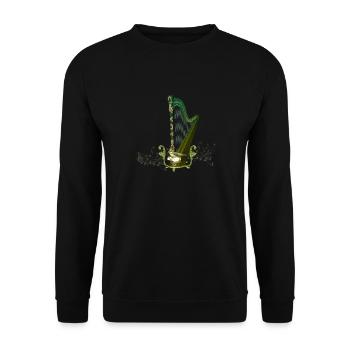 Harpe celtique avec noeud celtique et fleurs avec oiseau - Sweat-shirt Unisexe - noir - Devant - Alina (178cm) & Michal (187cm)