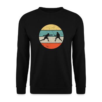 Fechten Fechter Retro - Unisex Pullover - Schwarz - Vorne - Alina (178cm) & Michal (187cm)