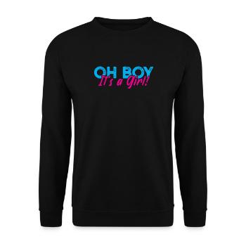 Gender Reveal Party Schwangerschaft Babyparty - Unisex Pullover - Schwarz - Vorne - Alina (178cm) & Michal (187cm)