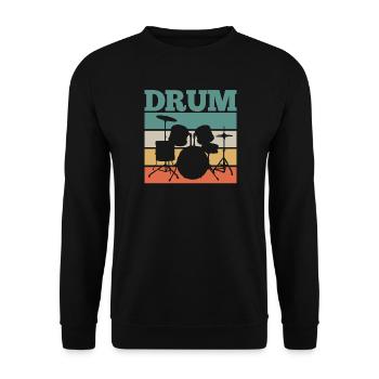 Schlagzeuger Schlagzeug Retro - Unisex Pullover - Schwarz - Vorne - Alina (178cm) & Michal (187cm)