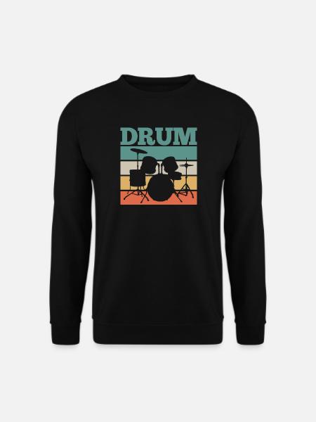 Schlagzeuger Schlagzeug Retro - Unisex Pullover - Schwarz