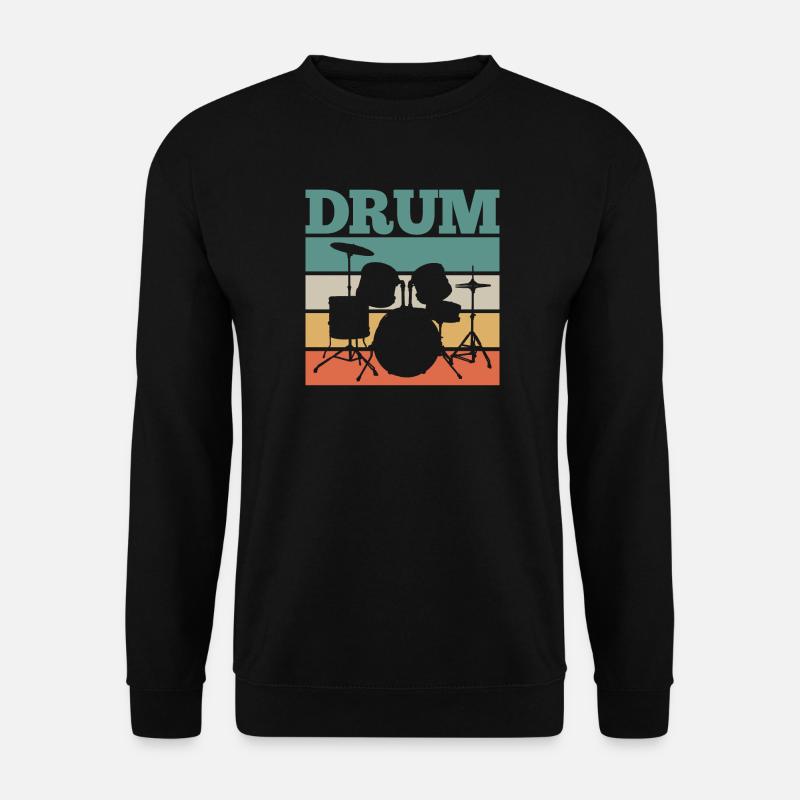 Schlagzeuger Schlagzeug Retro - Unisex Pullover - Schwarz