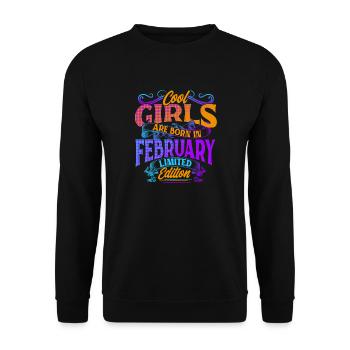 Cool Girls Are Born In February Limited Edition - Unisex Pullover - Schwarz - Vorne - Alina (178cm) & Michal (187cm)