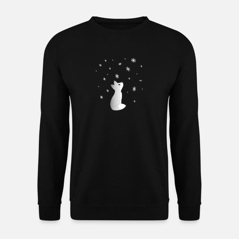 Ein Süßer Schneefuchs Beobachtet Schneeflocken - Unisex Pullover - Schwarz