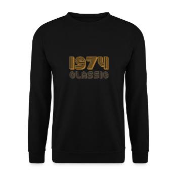 1974 Jahrgang Geburtstag - Unisex Pullover - Schwarz - Vorne - Alina (178cm) & Michal (187cm)