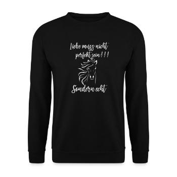 Sondernacht – Liebe ohne Perfektion - Unisex Pullover - Schwarz - Vorne - Alina (178cm) & Michal (187cm)