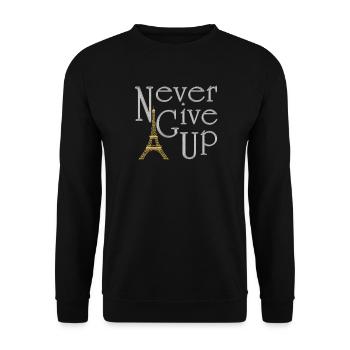NEVER GIVE UP Silber Eiffelturm Gold - Unisex Pullover - Schwarz - Vorne - Alina (178cm) & Michal (187cm)