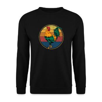 Hahn Gockel Retro Vintage - Unisex Sweatshirt - black - Front - Alina (178cm) & Michal (187cm)