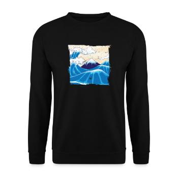 Japanese Big Wave Japan - Unisex Sweatshirt - black - Front - Alina (178cm) & Michal (187cm)