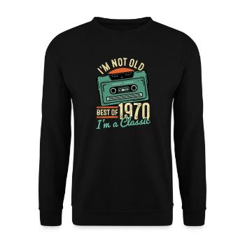 1970 Geburtstag - Unisex Pullover - Schwarz - Vorne - Alina (178cm) & Michal (187cm)