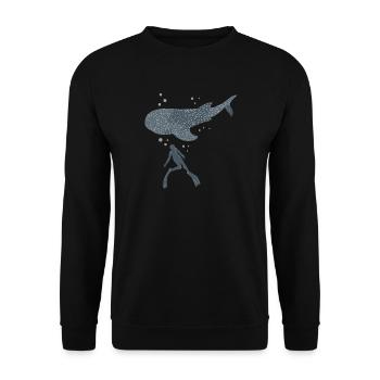 Walhai Freitaucher - Unisex Pullover - Schwarz - Vorne - Alina (178cm) & Michal (187cm)