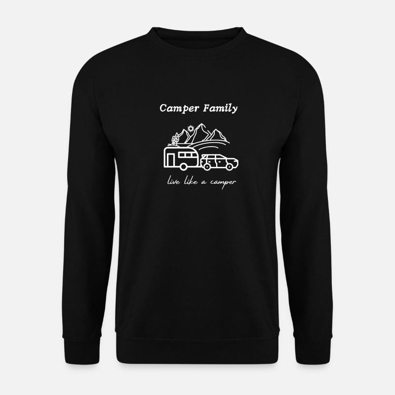 camper family, Wohnwagen, Geschenk, Camping, Motiv - Unisex Pullover - Schwarz