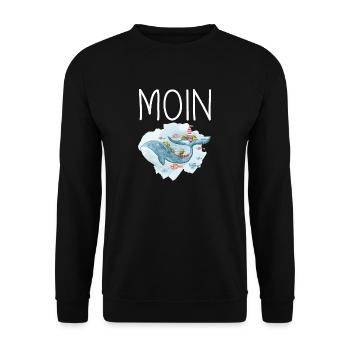 MOIN Wal Leuchtturm Wasserfarben - Unisex Pullover - Schwarz - Vorne - Alina (178cm) & Michal (187cm)