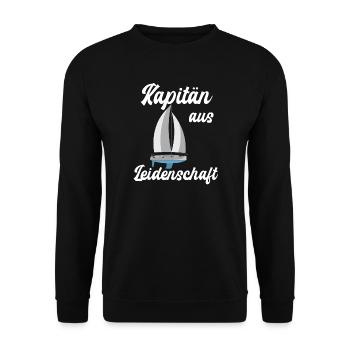 Kapitän aus Leidenschaft Segelromantik - Unisex Pullover - Schwarz - Vorne - Alina (178cm) & Michal (187cm)