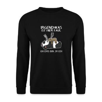 Faultier Spruch Panda Bär - Unisex Pullover - Schwarz - Vorne - Alina (178cm) & Michal (187cm)