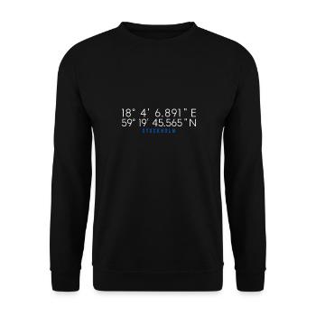 Stockholm Schweden Gps Koordinaten - Unisex Pullover - Schwarz - Vorne - Alina (178cm) & Michal (187cm)