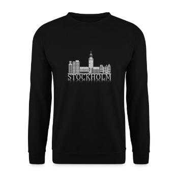 Stockholm Skyline Spiegelung - Unisex Pullover - Schwarz - Vorne - Alina (178cm) & Michal (187cm)