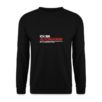 Ich bin Automatiker Tech-Statement - Unisex Pullover - Schwarz - Vorne - Alina (178cm) & Michal (187cm)