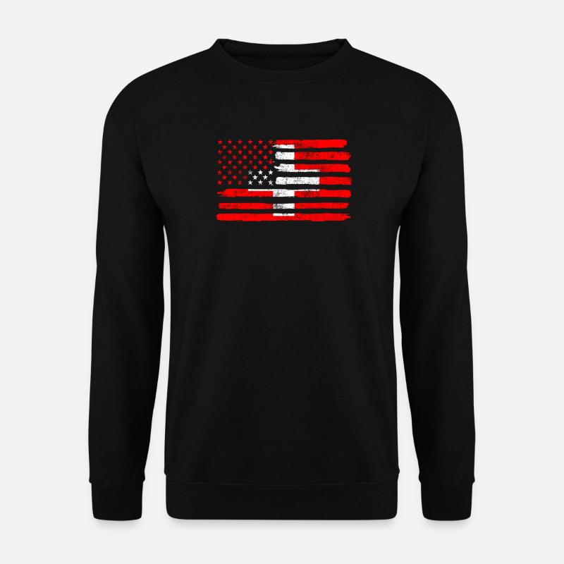 USA Flagge Schweiz - Unisex Pullover - Schwarz