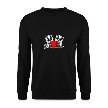 Panda relation romantique coeur couple - Sweat-shirt Unisexe - noir - Devant - Alina (178cm) & Michal (187cm)