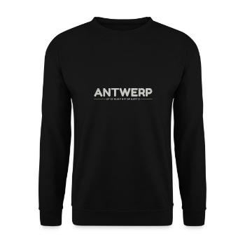 Antwerpen Antwerp Gps Koordinaten - Unisex Pullover - Schwarz - Vorne - Alina (178cm) & Michal (187cm)