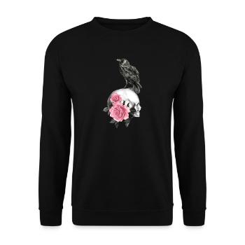 Crâne avec roses et corbeau - Sweat-shirt Unisexe - noir - Devant - Alina (178cm) & Michal (187cm)