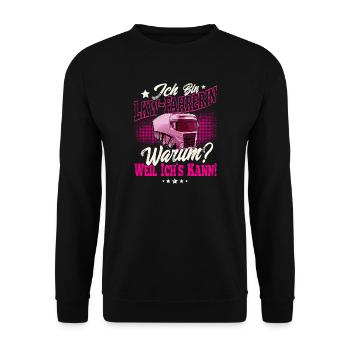 LKW Fahrerin - Unisex Pullover - Schwarz - Vorne - Alina (178cm) & Michal (187cm)