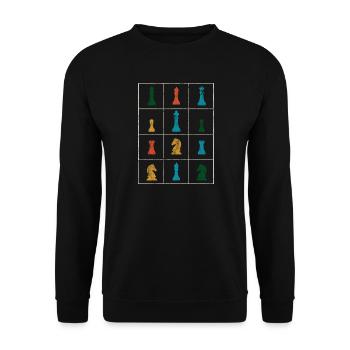 Pièces d’échiquier d’échiquier - Sweat-shirt Unisexe - noir - Devant - Alina (178cm) & Michal (187cm)