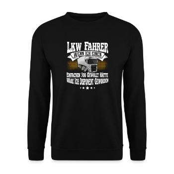 Lkw Fahrer - Unisex Pullover - Schwarz - Vorne - Alina (178cm) & Michal (187cm)