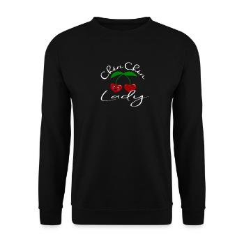Chéri Chéri Dame Amoureuse Cerises Cœur d’Amour - Sweat-shirt Unisexe - noir - Devant - Alina (178cm) & Michal (187cm)