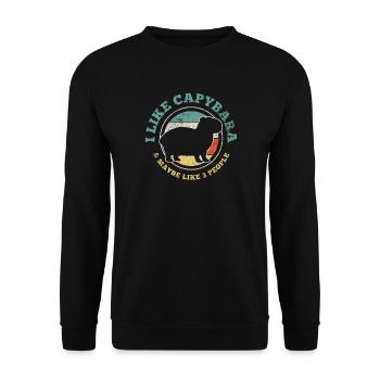 Capybara Introvert Retro Vintage - Unisex Sweatshirt - black - Front - Alina (178cm) & Michal (187cm)