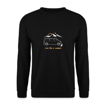 vivre comme un camping-car, van, bus, cadeau, montagne, - Sweat-shirt Unisexe - noir - Devant - Alina (178cm) & Michal (187cm)