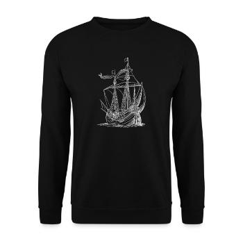Croquis de navire à voile vintage - Sweat-shirt Unisexe - noir - Devant - Alina (178cm) & Michal (187cm)