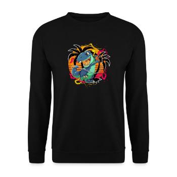 T Rex Gamer Gaming - Unisex Sweatshirt - black - Front - Alina (178cm) & Michal (187cm)