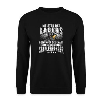 Staplerfahrer - Unisex Pullover - Schwarz - Vorne - Alina (178cm) & Michal (187cm)