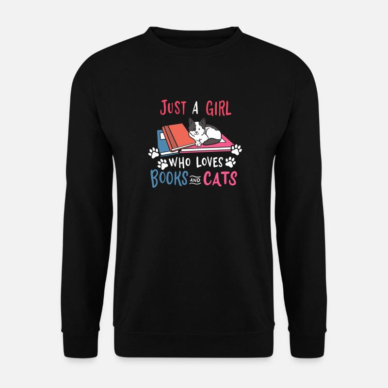 Buch Katze Bücher und Katzen - Unisex Pullover - Schwarz