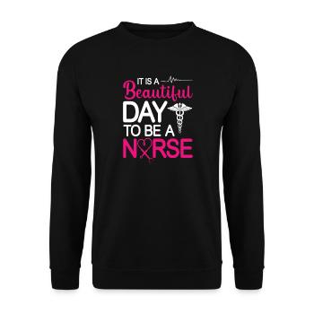 Krankenschwester - Unisex Pullover - Schwarz - Vorne - Alina (178cm) & Michal (187cm)