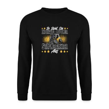 Staplerfahrer - Unisex Pullover - Schwarz - Vorne - Alina (178cm) & Michal (187cm)