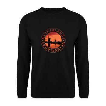 Netherlands Windmills Evening Stamp - Unisex Sweatshirt - black - Front - Alina (178cm) & Michal (187cm)