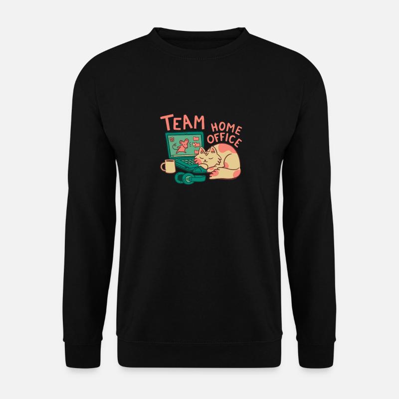 Team Homeoffice Katze Arbeit Job Büro - Unisex Pullover - Schwarz