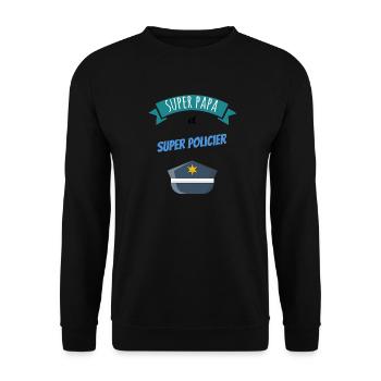 Super papa policier idée cadeau anniversaire - Sweat-shirt Unisexe - noir - Devant - Alina (178cm) & Michal (187cm)