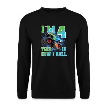 4 Jahre Monstertruck - Unisex Pullover - Schwarz - Vorne - Alina (178cm) & Michal (187cm)